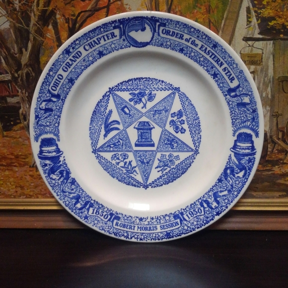 Vtg 1950 💎 Masonic 50s Plate ⭐ Order of the Eastern Star ✨ Freemason Antique - Picture 9 of 9
